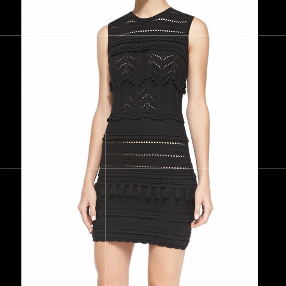 Isabel Marant Etoile | Shelly Zigzag Open Crochet Knit Sheath Dress | Black |